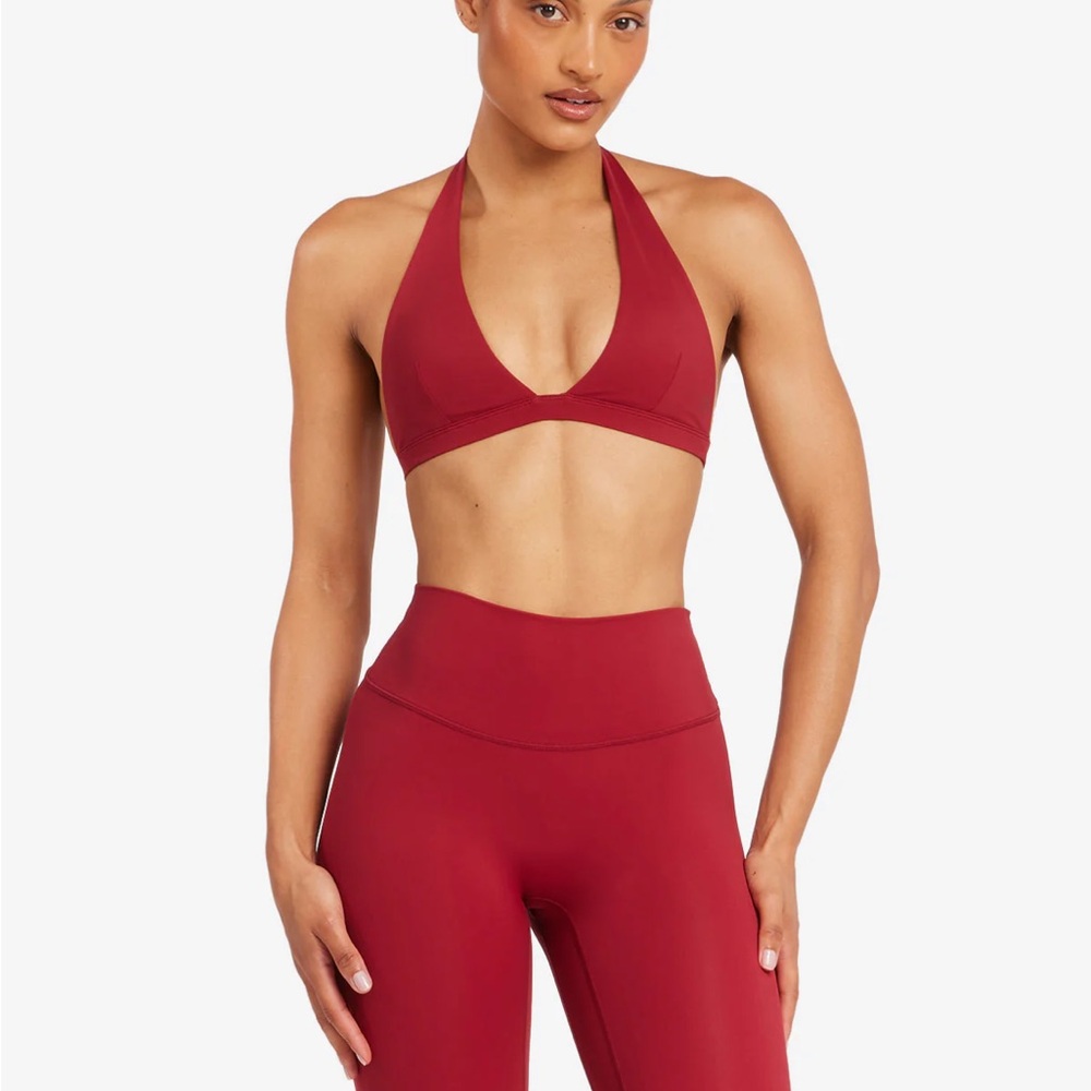 CSB Crop Shop Boutique Freedom Set in Cherry - Halter & Scrunch Legging